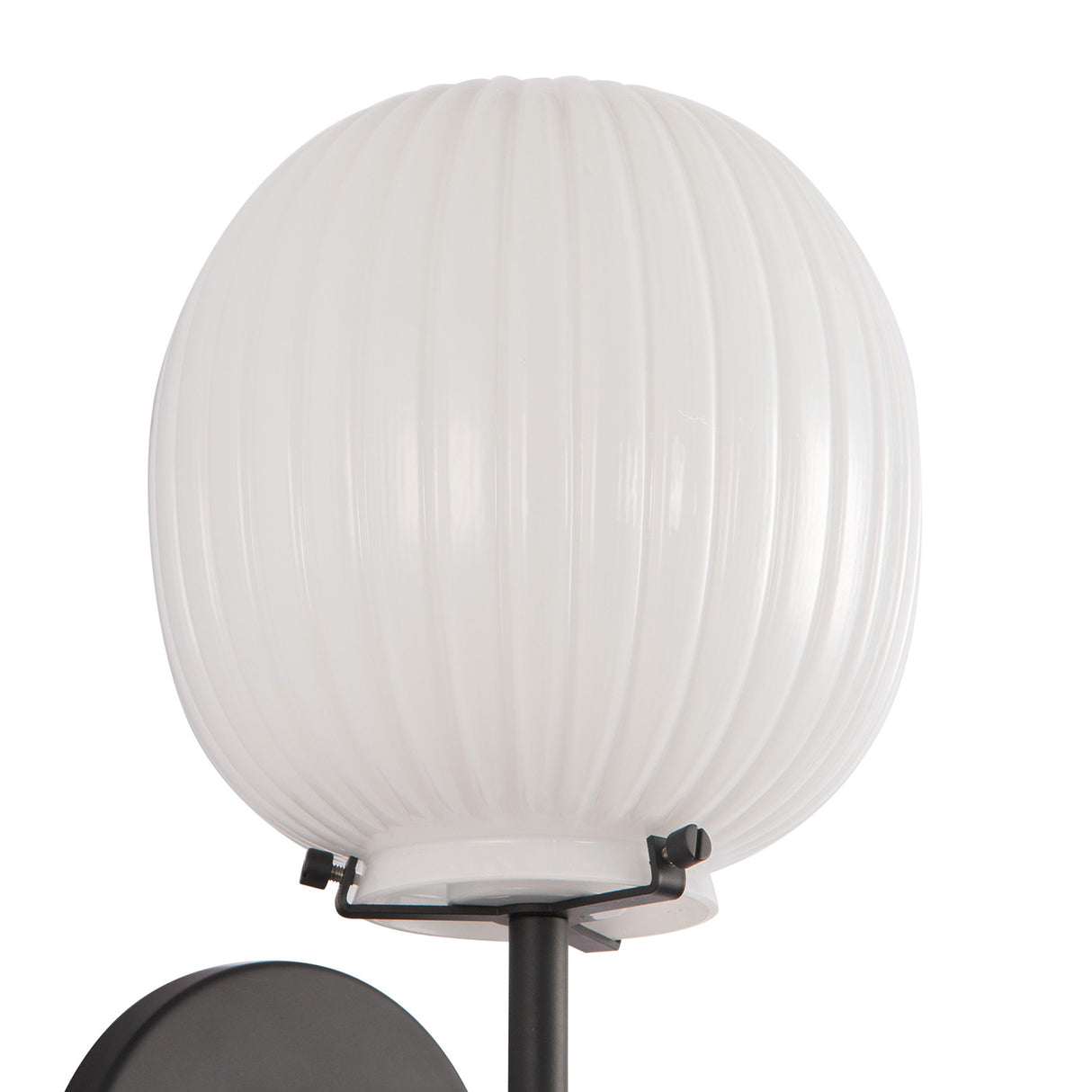 Basile Wall Sconce 12", Matte Black and Ribbed Milk Glass