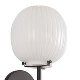 Basile Wall Sconce 12", Matte Black and Ribbed Milk Glass