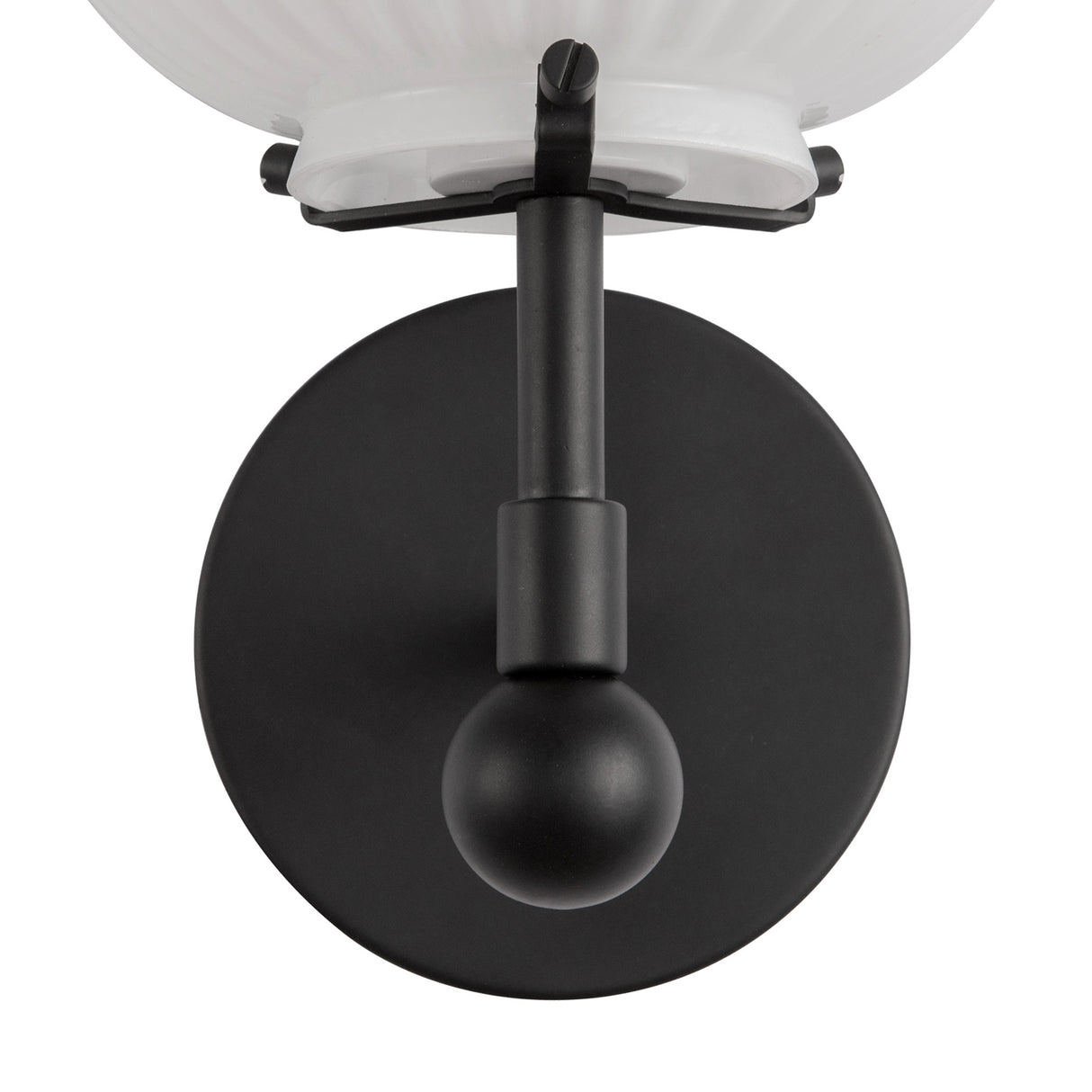 Basile Wall Sconce 12", Matte Black and Ribbed Milk Glass