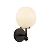 Basile Wall Sconce 12", Matte Black and Ribbed Milk Glass