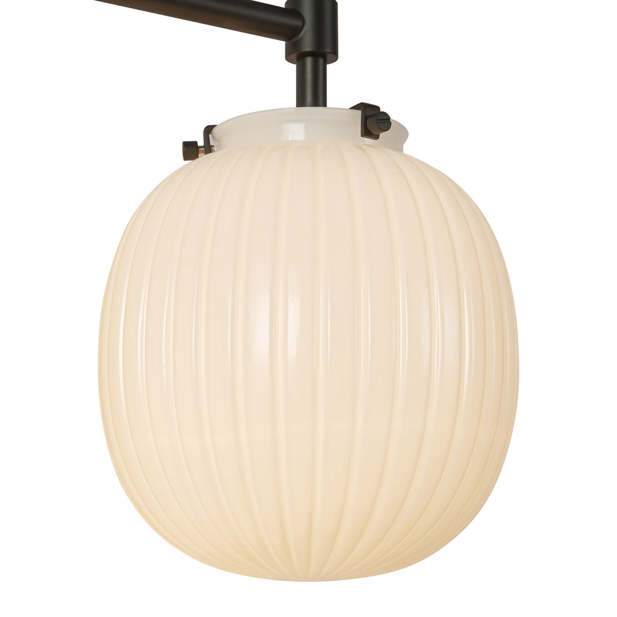 Basile 3 Light Vanity, Matte Black and Ribbed Milk Glass