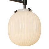 Basile 3 Light Vanity, Matte Black and Ribbed Milk Glass