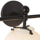 Basile 3 Light Vanity, Matte Black and Ribbed Milk Glass