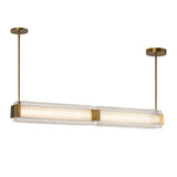 Enders LED Linear Pendant 47", Vintage Brass and Clear Ribbed Glass