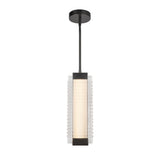Enders Small LED Pendant 5", Urban Bronze and Clear Ribbed Glass