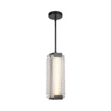 Enders Small LED Pendant 5", Urban Bronze and Clear Ribbed Glass