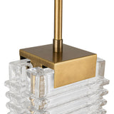 Enders Small LED Pendant 5", Vintage Brass and Clear Ribbed Glass