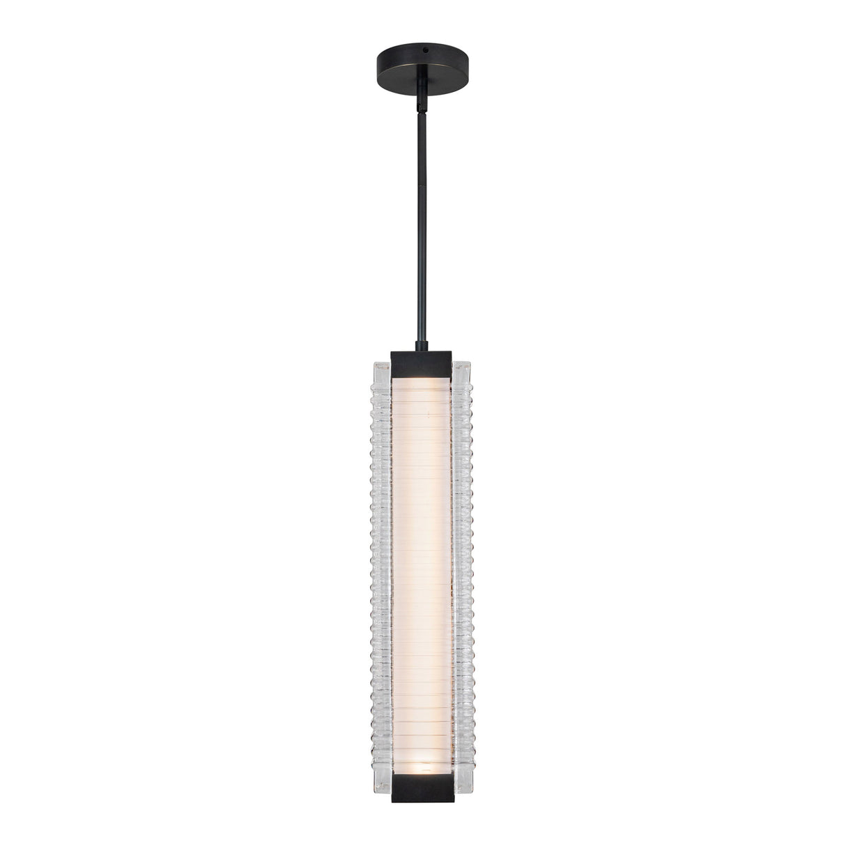 Enders Large LED Pendant 5", Urban Bronze and Clear Ribbed Glass