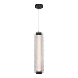 Enders Large LED Pendant 5", Urban Bronze and Clear Ribbed Glass