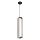 Enders Large LED Pendant 5", Urban Bronze and Clear Ribbed Glass