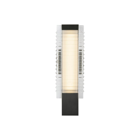 Enders Small LED Wall Sconce 18", Urban Bronze and Clear Ribbed Glass