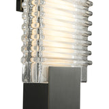Enders Small LED Wall Sconce 18", Urban Bronze and Clear Ribbed Glass