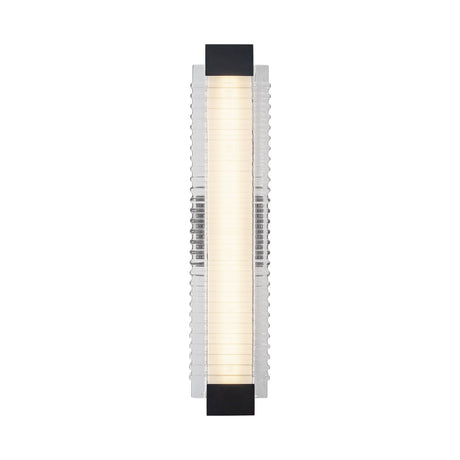Enders Large LED Wall Sconce 25", Urban Bronze and Clear Ribbed Glass