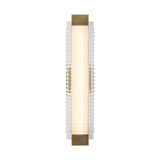 Enders Large LED Wall Sconce 25", Vintage Brass and Clear Ribbed Glass