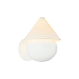 Yani LED Wall Sconce 9", Matte White, three-quarter view showing circular backplate, cone fabric shade, and globe