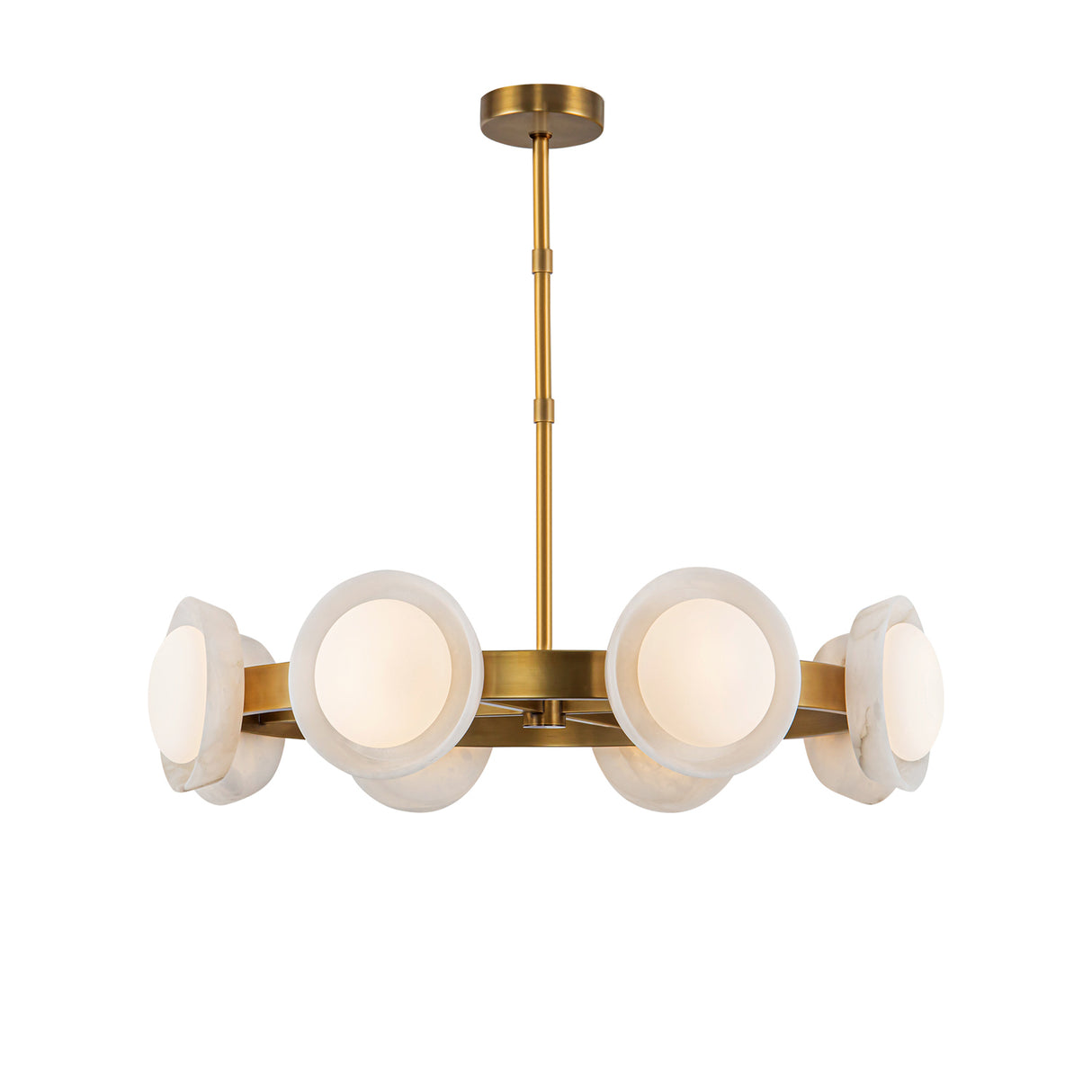 Osmund LED Chandelier 37", Vintage Brass and Alabaster