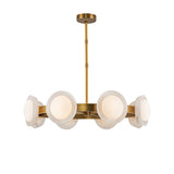 Osmund LED Chandelier 37", Vintage Brass and Alabaster