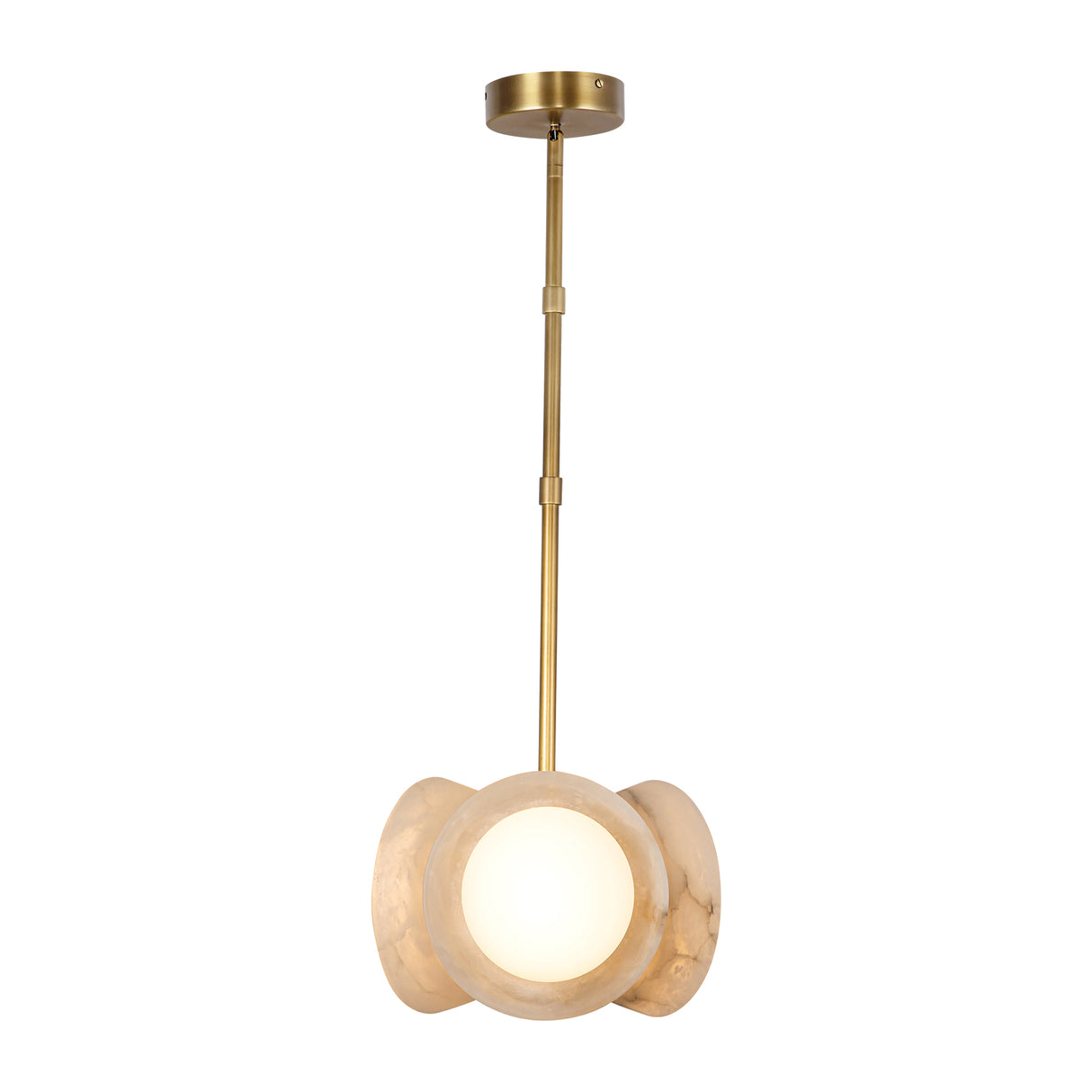 Osmund LED Pendant 13", Vintage Brass and Alabaster