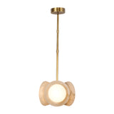 Osmund LED Pendant 13", Vintage Brass and Alabaster