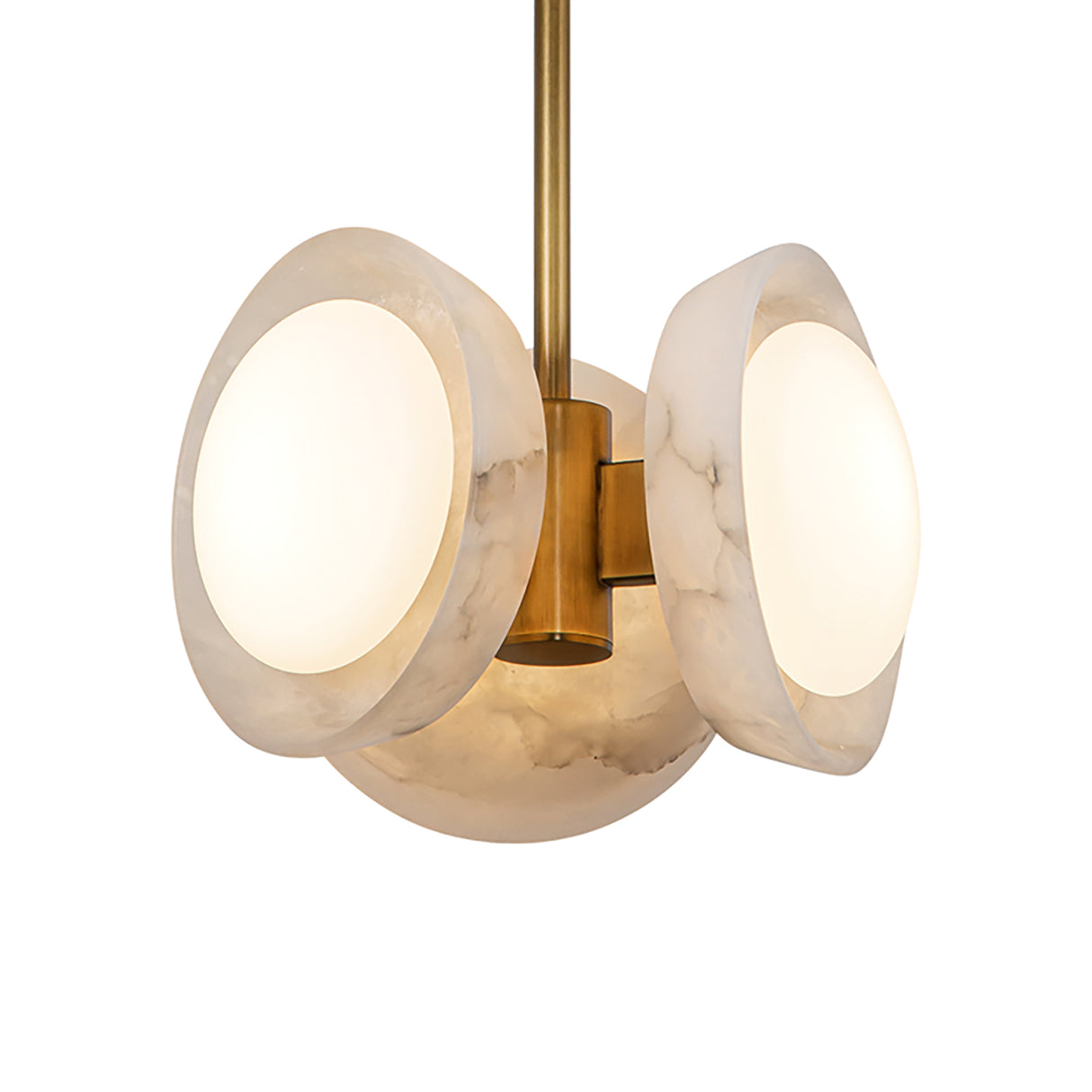 Osmund LED Pendant 13", Vintage Brass and Alabaster