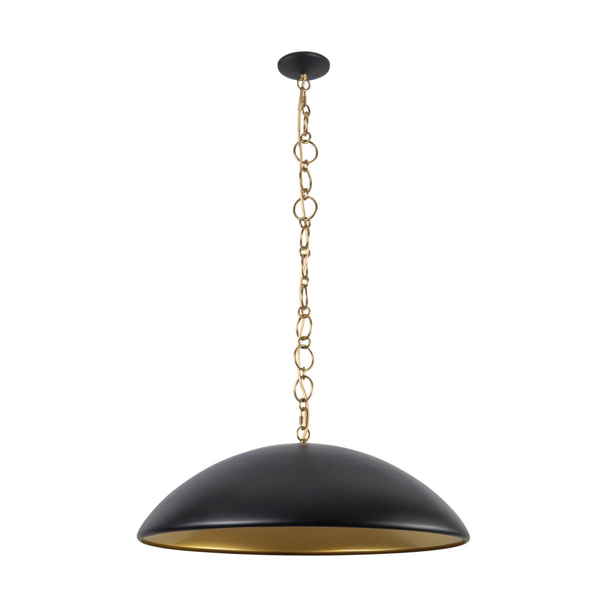 Charlie Pendant 28", Matte Black and Brushed Brass