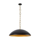Charlie Pendant 28", Matte Black and Brushed Brass