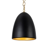 Charlie Pendant 14", Matte Black and Brushed Brass