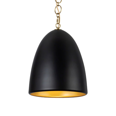 Charlie Pendant 14", Matte Black and Brushed Brass