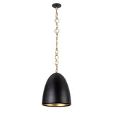 Charlie Pendant 14", Matte Black and Brushed Brass