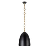 Charlie Pendant 14", Matte Black and Brushed Brass