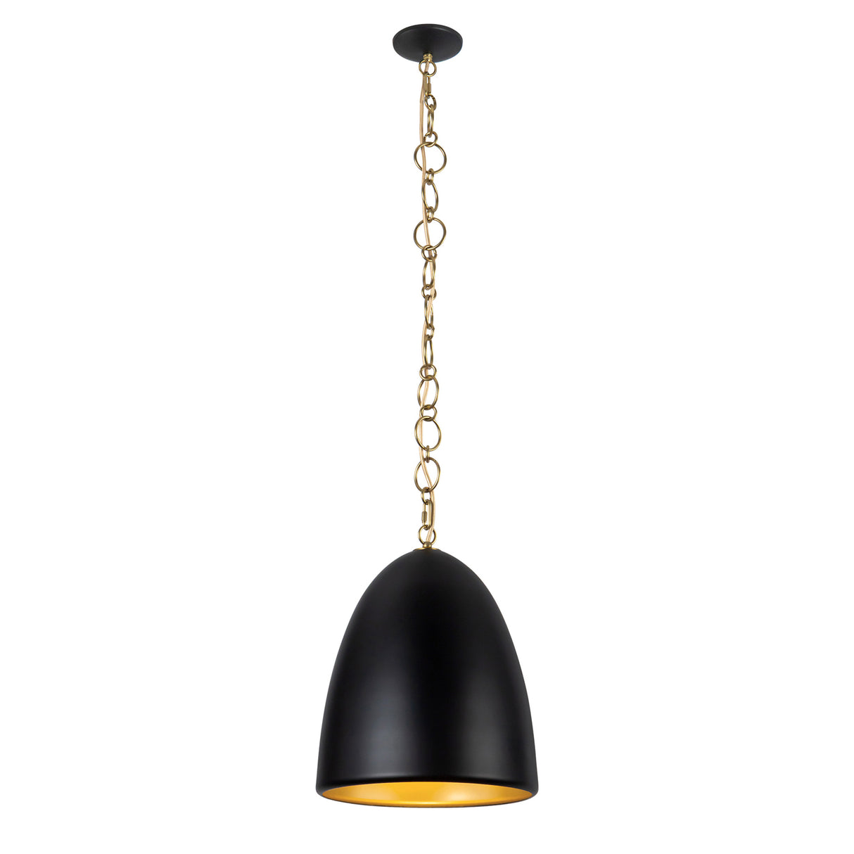 Charlie Pendant 14", Matte Black and Brushed Brass
