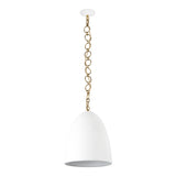Charlie Pendant 14", Matte White and Brushed Brass