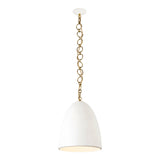 Charlie Pendant 14", Matte White and Brushed Brass