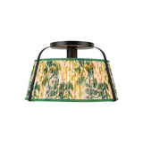 Daina Semi-Flush 13", Matte Black and Green Floral