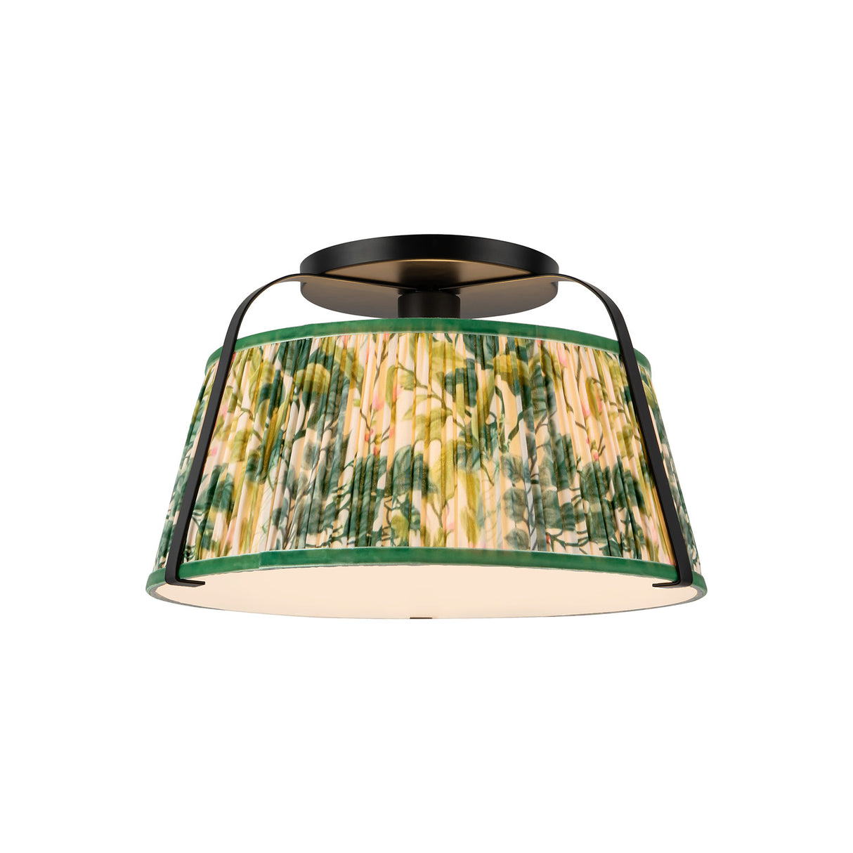 Daina Semi-Flush 13", Matte Black and Green Floral