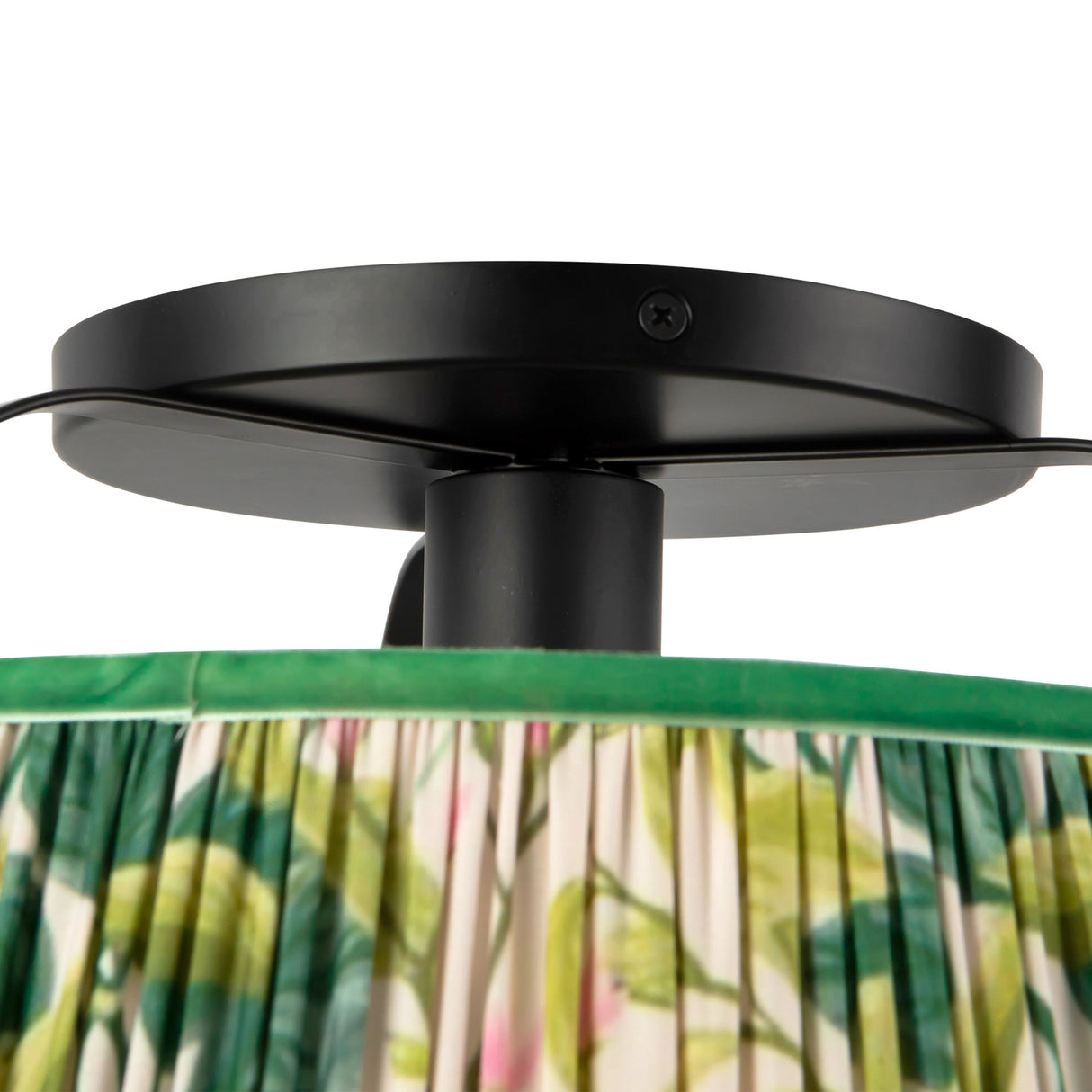Daina Semi-Flush 13", Matte Black and Green Floral