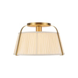 Daina Semi-Flush 13", Brushed Brass and White