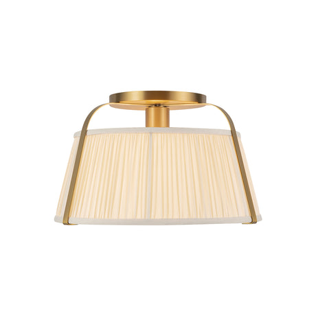 Daina Semi-Flush 13", Brushed Brass and White