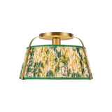 Daina Semi-Flush 13", Brushed Brass and Green Floral