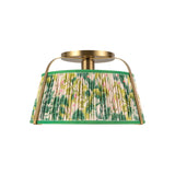 Daina Semi-Flush 13", Brushed Brass and Green Floral