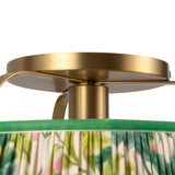 Daina Semi-Flush 13", Brushed Brass and Green Floral