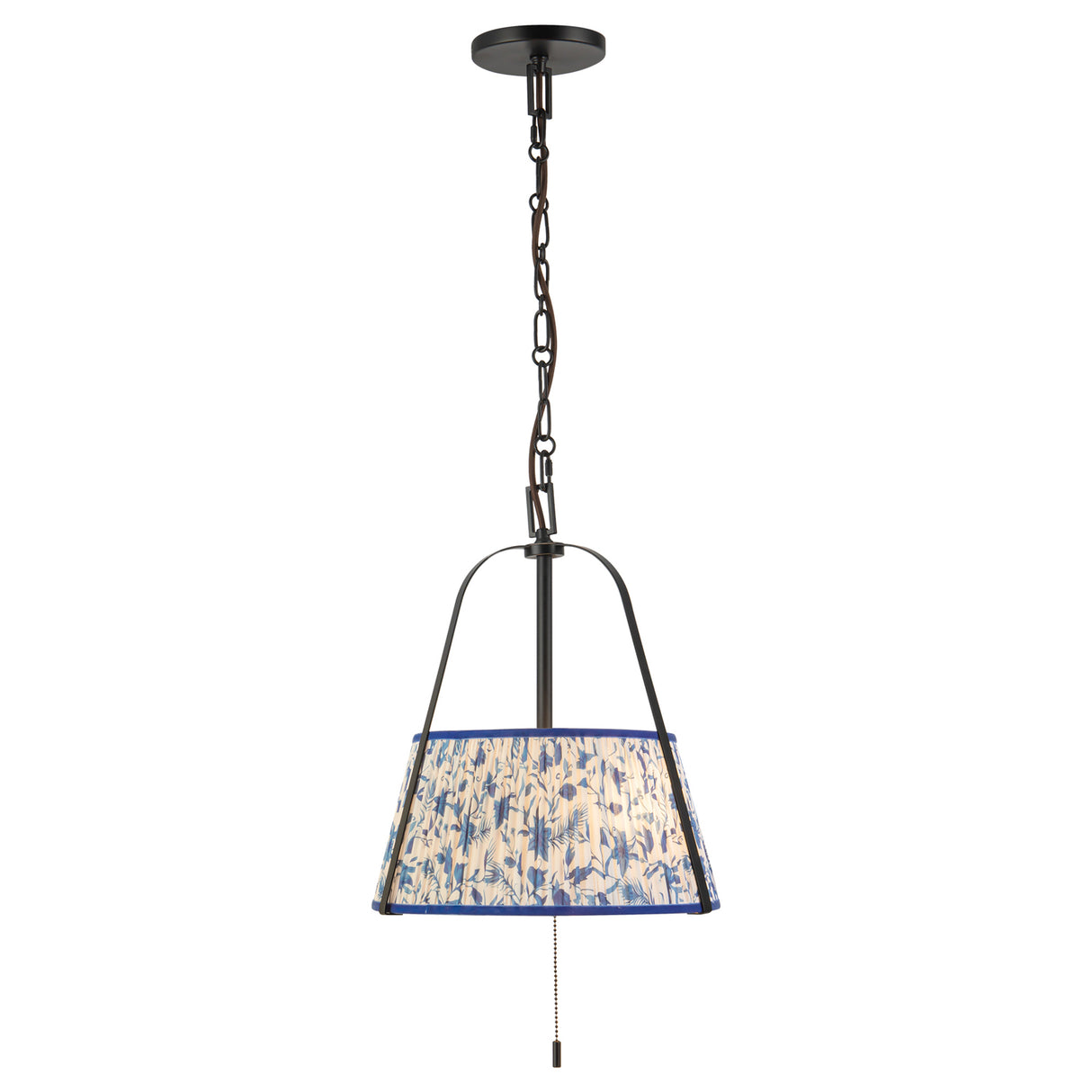 Daina Pendant 13", Matte Black and Blue Floral