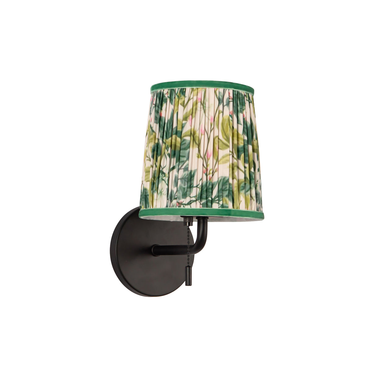 Daina Wall Sconce 10", Matte Black and Green Floral
