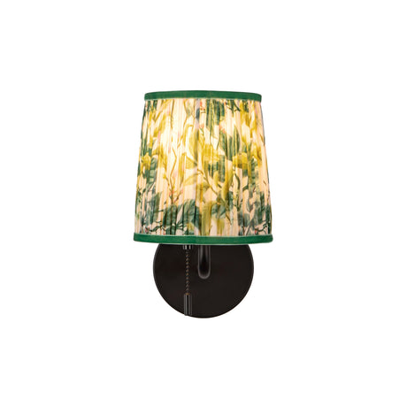 Daina Wall Sconce 10", Matte Black and Green Floral