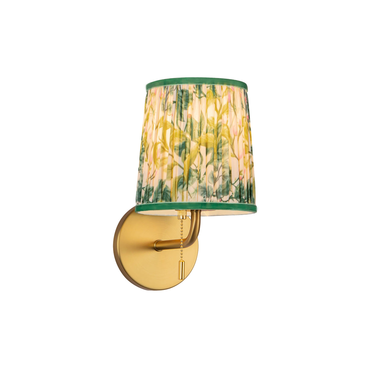 Daina Wall Sconce 10", Brushed Brass and Green Floral