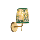 Daina Wall Sconce 10", Brushed Brass and Green Floral