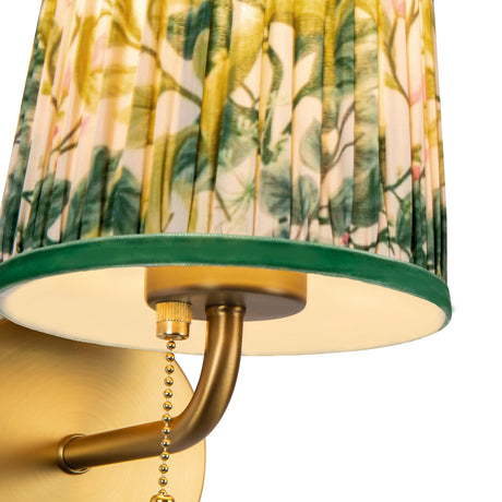 Daina Wall Sconce 10", Brushed Brass and Green Floral
