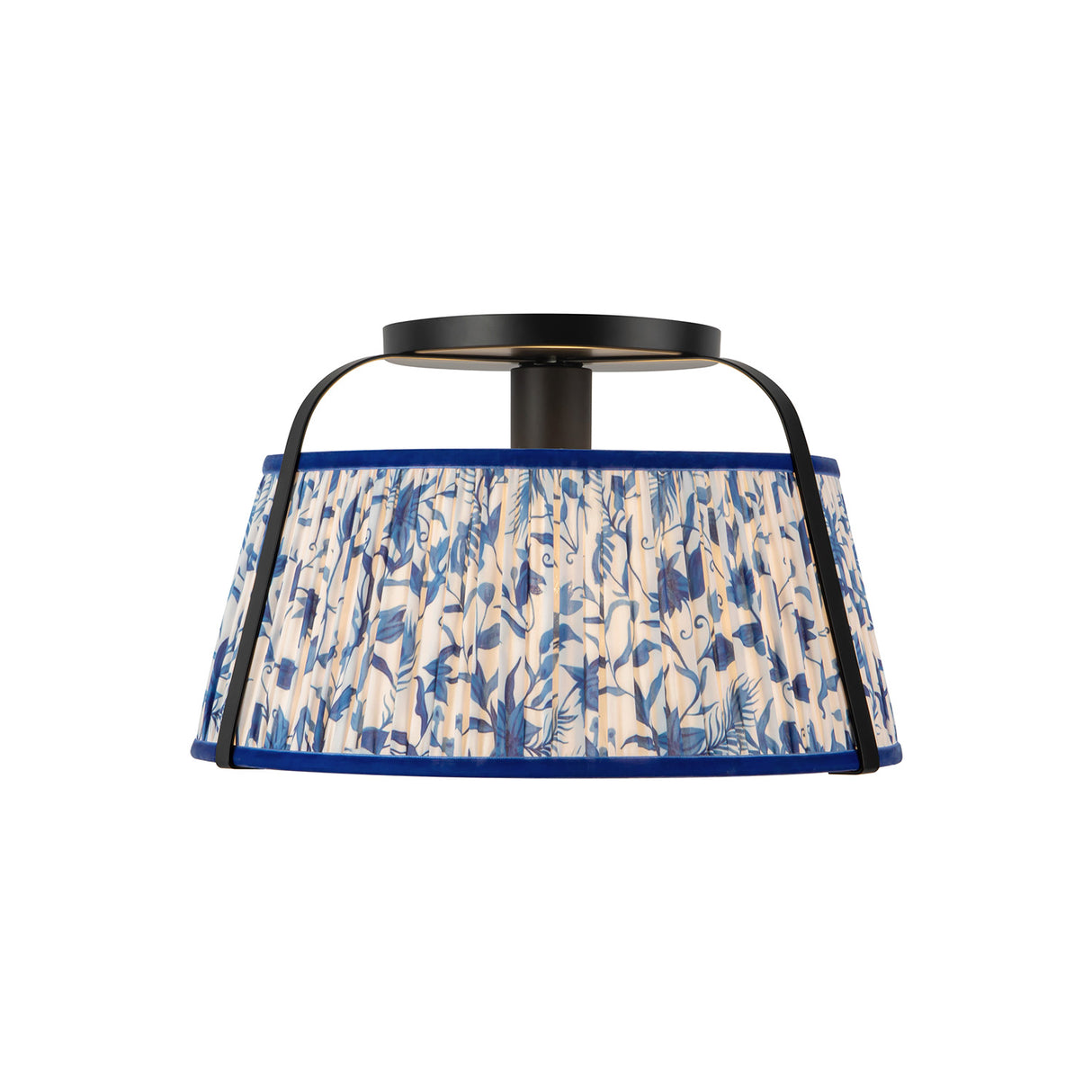Daina Semi-Flush 13", Matte Black and Blue Floral