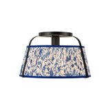 Daina Semi-Flush 13", Matte Black and Blue Floral