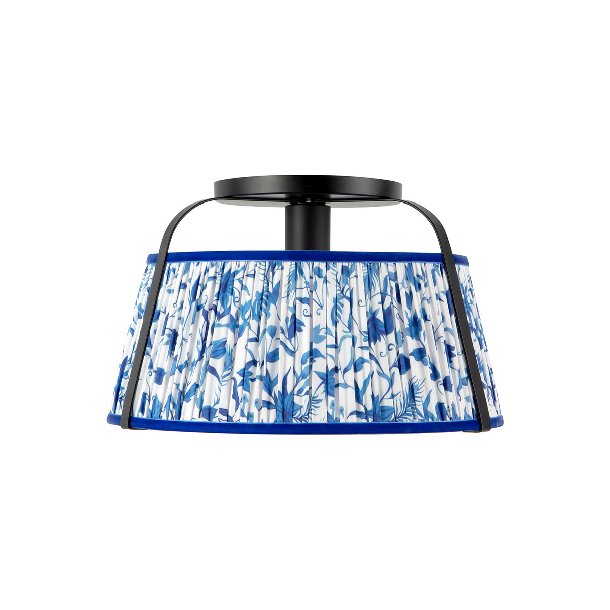 Daina Semi-Flush 13", Matte Black and Blue Floral